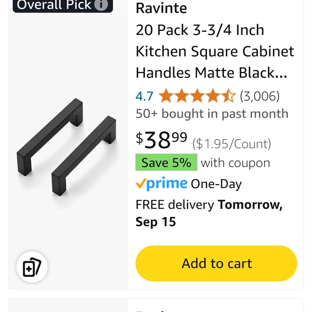 Sleek Black Square Cabinet Handles